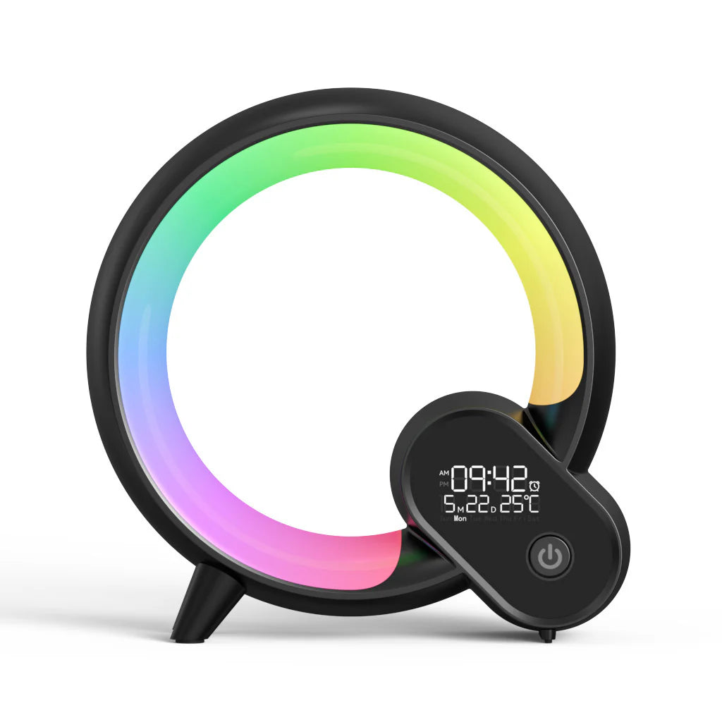 Wake Up in Style: Creative Q Light Analog Sunrise Alarm Clock with Bluetooth Audio and Colorful Atmosphere!