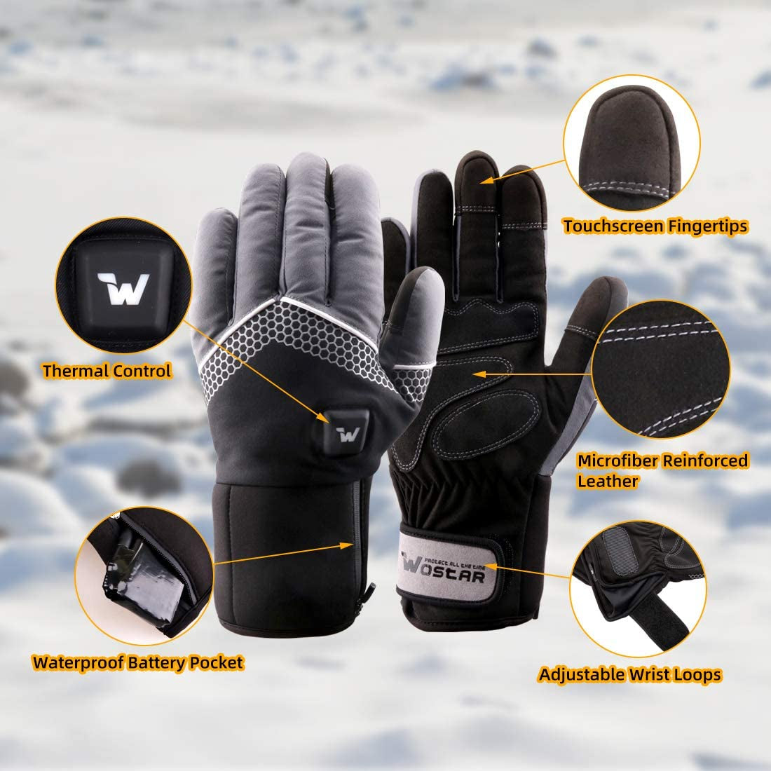 Advanced Electric Heated Gloves for Men and Women - Three Adjustable Heating Levels, Touchscreen Compatibility, and Waterproof Design for Skiing, Snowboarding, and Outdoor Adventures