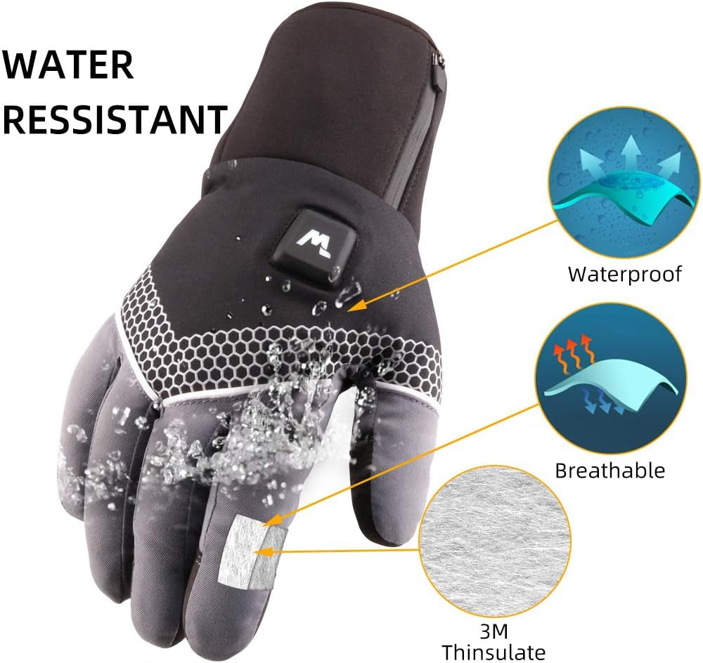 Advanced Electric Heated Gloves for Men and Women - Three Adjustable Heating Levels, Touchscreen Compatibility, and Waterproof Design for Skiing, Snowboarding, and Outdoor Adventures