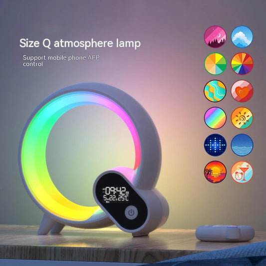 Wake Up in Style: Creative Q Light Analog Sunrise Alarm Clock with Bluetooth Audio and Colorful Atmosphere!